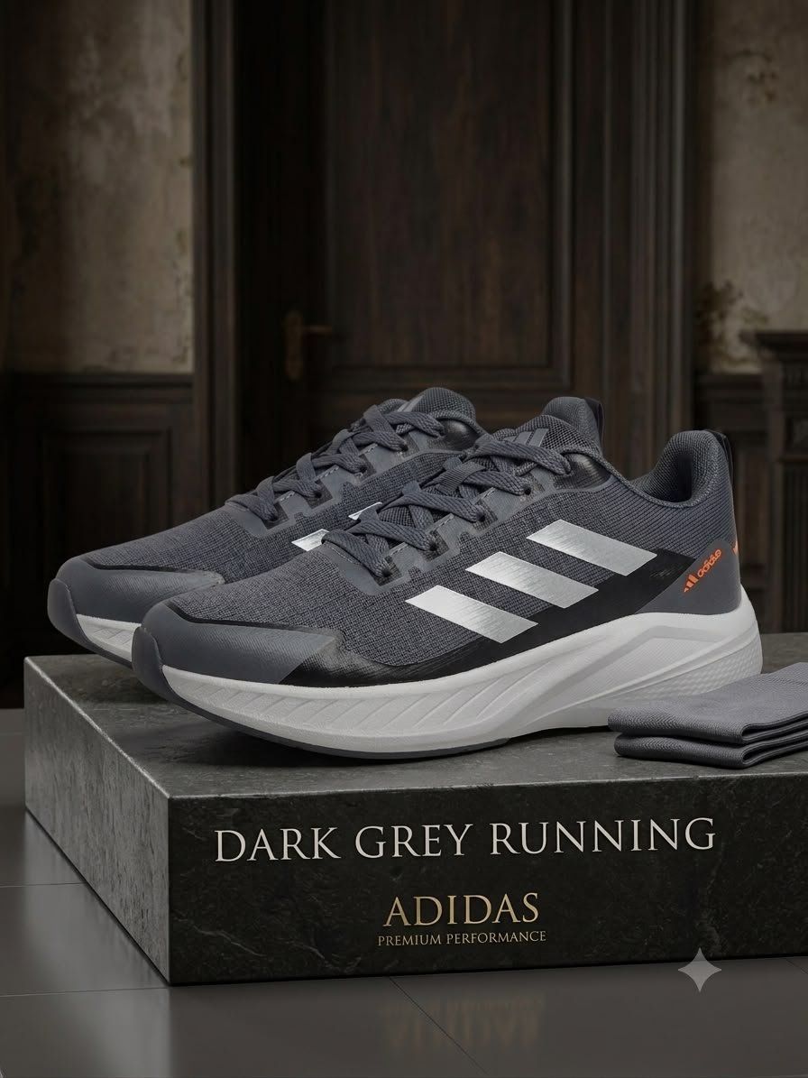 Adidas Dark Grey Performance Running Shoes - وێنە 2
